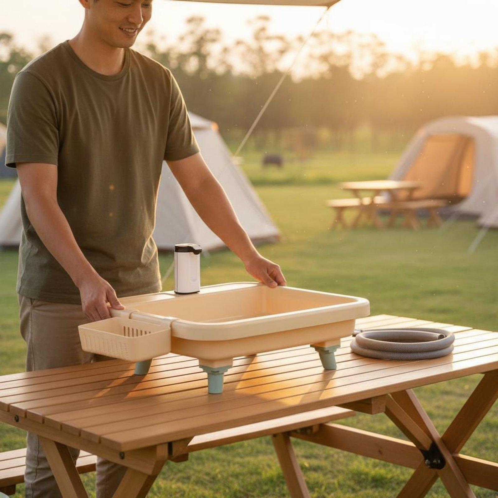 Outdoor Camp - Fregadero Portátil para Camping con Grifo