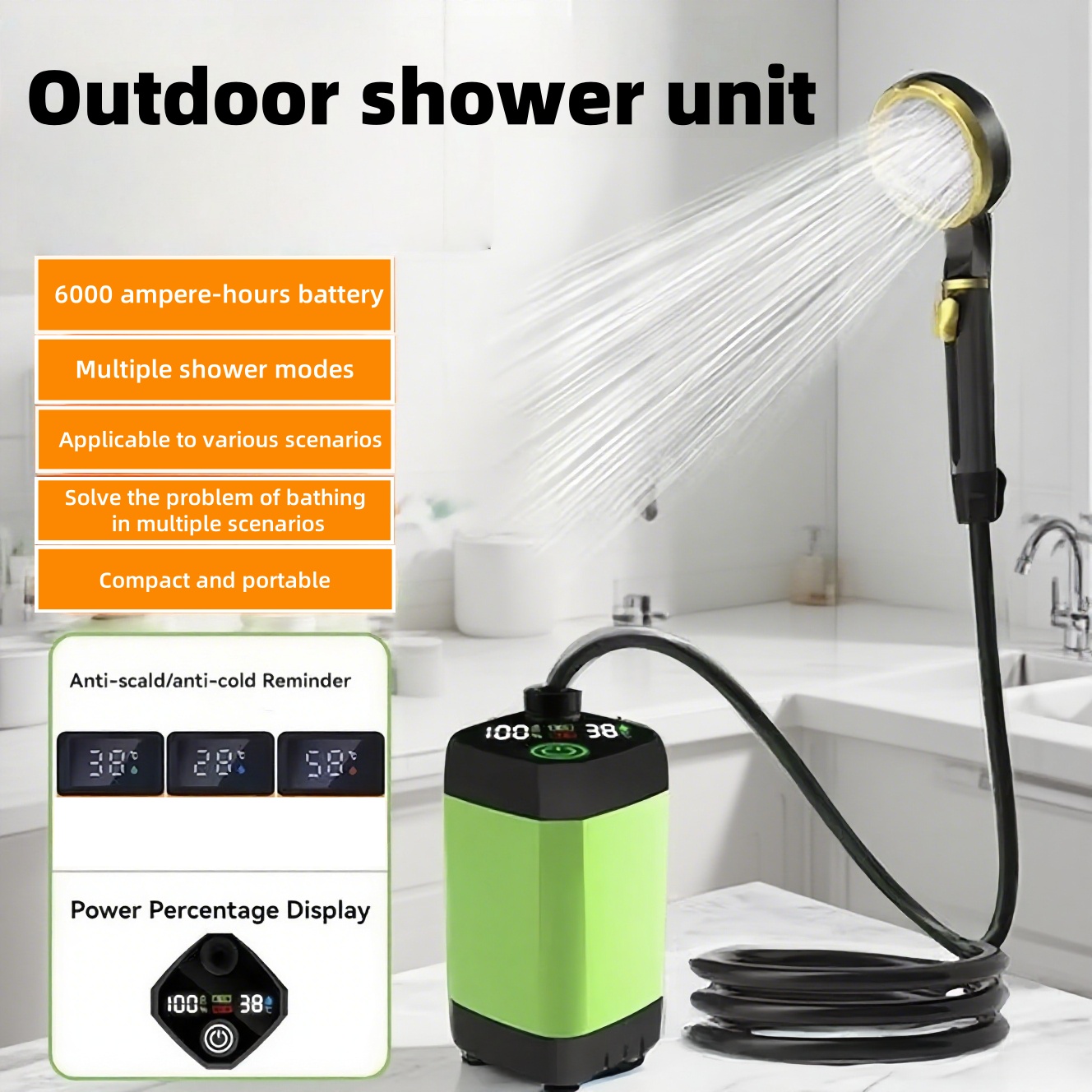 Outdoor Camping Gear - Unidad de Ducha Eléctrica Portátil para