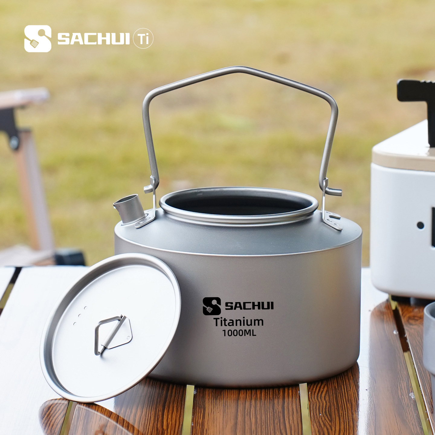 Outdoor Camping Kettle - Hervidor de titanio puro de 1000ML,