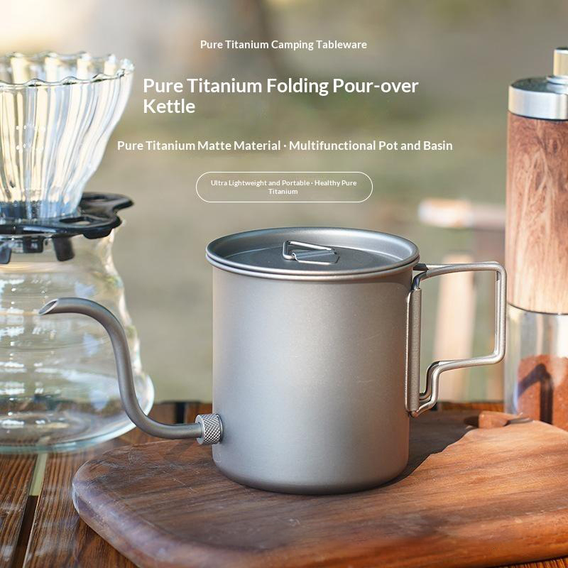 Outdoor Camping Kettle - Hervidor de Café de Titanio Puro