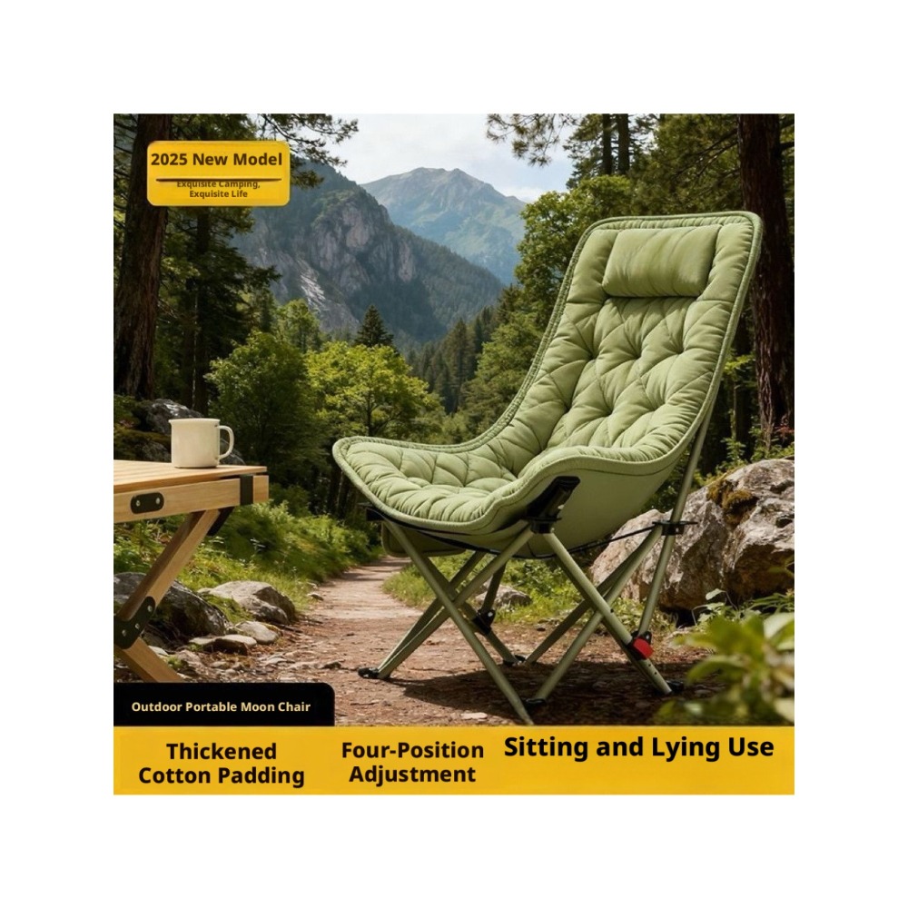 Outdoor Camping Recliner - Silla Luna Plegable de Algodón Grueso