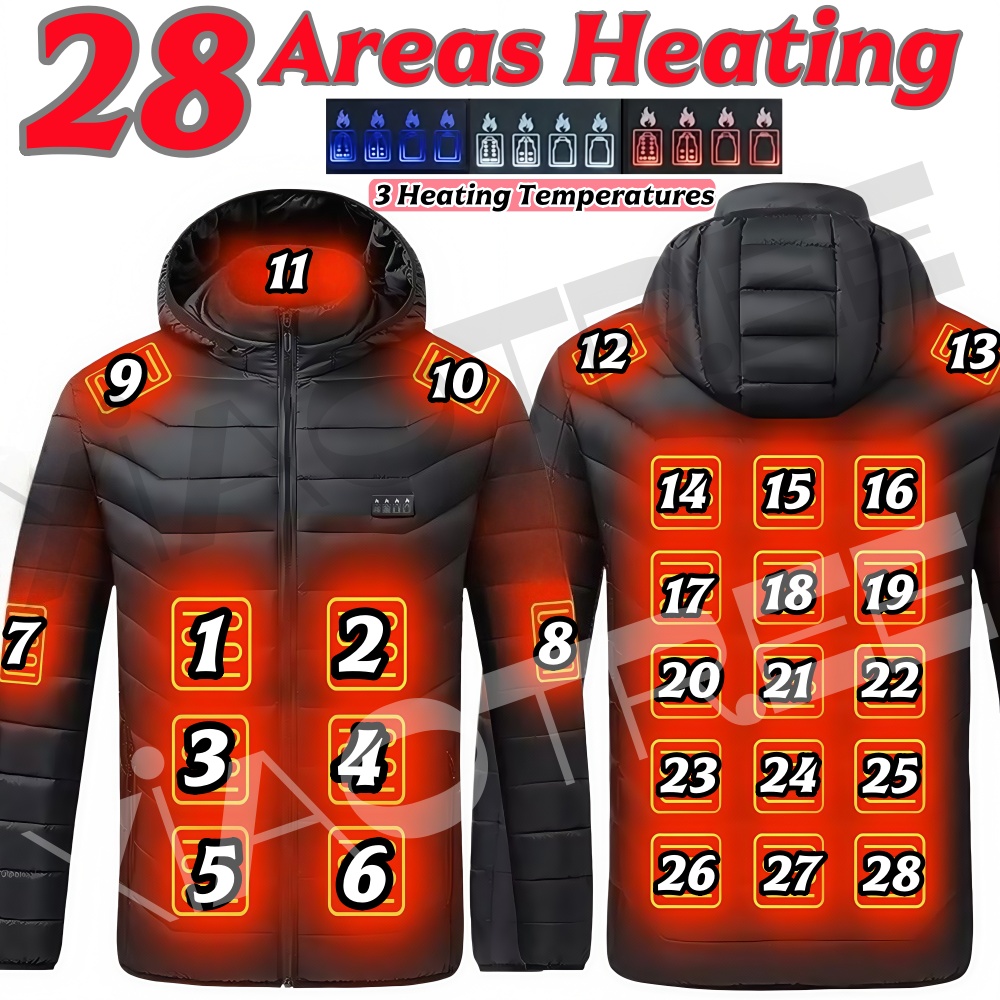 Outdoor Camping Jacket - Chaqueta calefactora de 28 áreas para