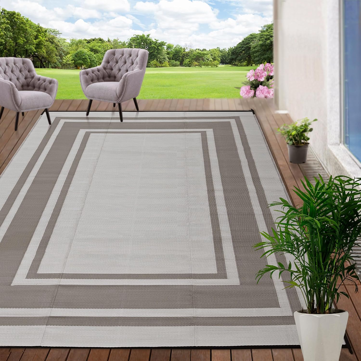 Outdoor Camping Rugs 9X12 - Alfombra para Exteriores de 9x12 Pies,