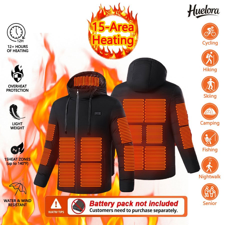 Outdoor Camping Jacket - Huelora Chaqueta calefactable de 11 áreas