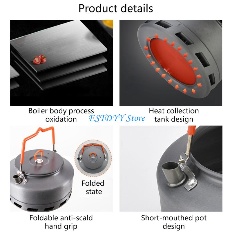 Outdoor Camping Kettle - G6DE-cafetera portátil aleaciones aluminio para campamento,