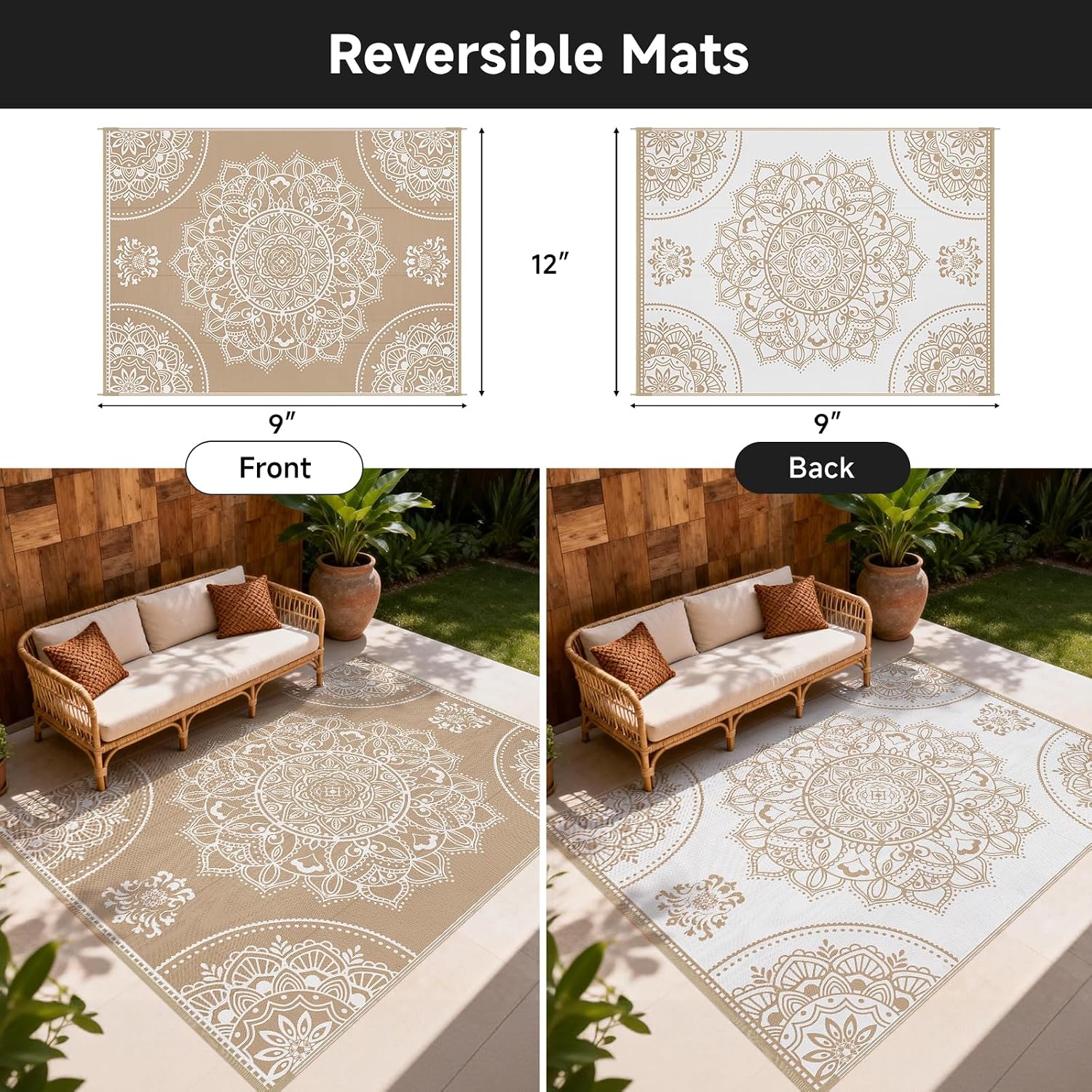 Alfombra Impermeable para Exte - Outdoor Camping Rugs 9X12 reseña y precio