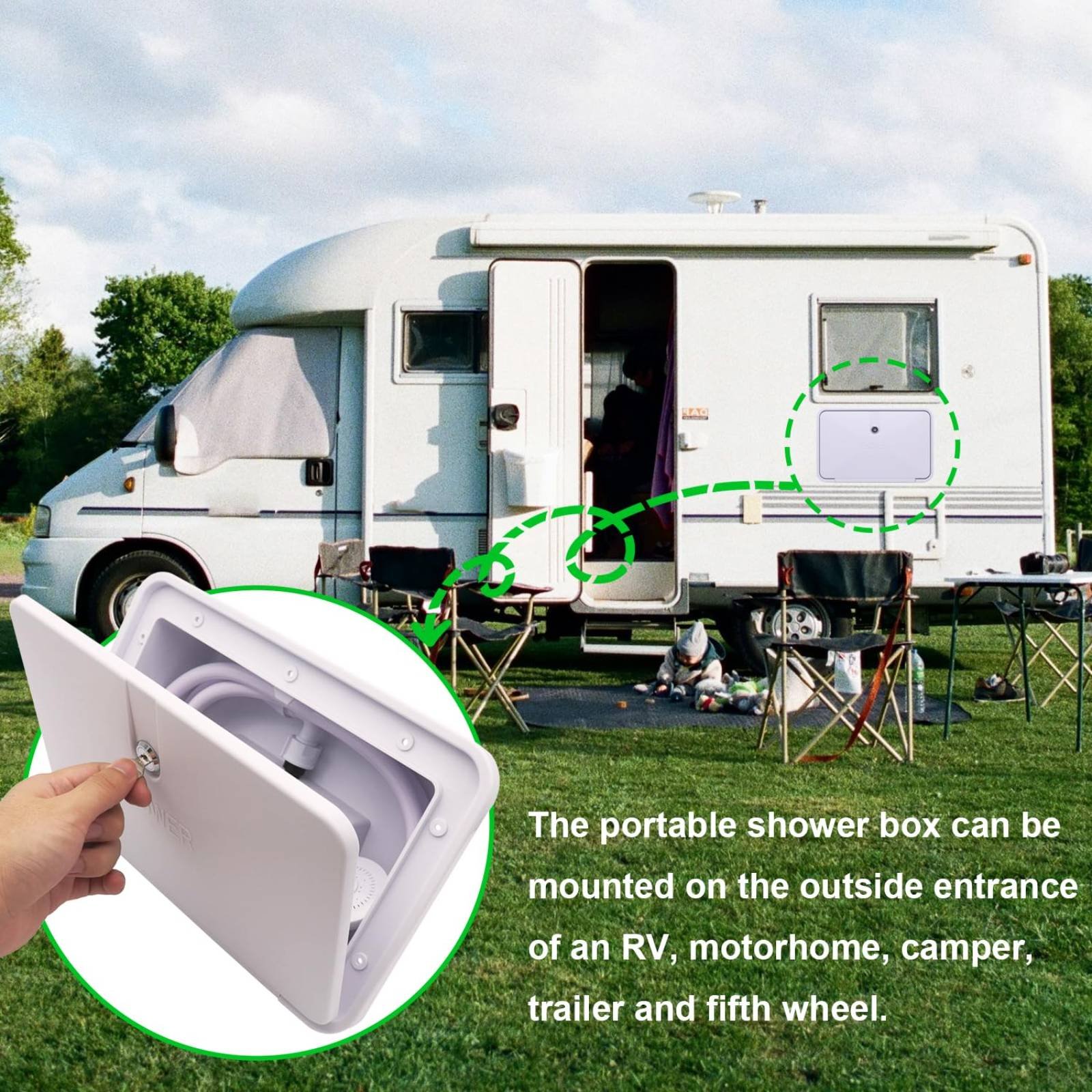 Caja de Ducha Exterior para RV - Outdoor Camping Gear reseña y precio