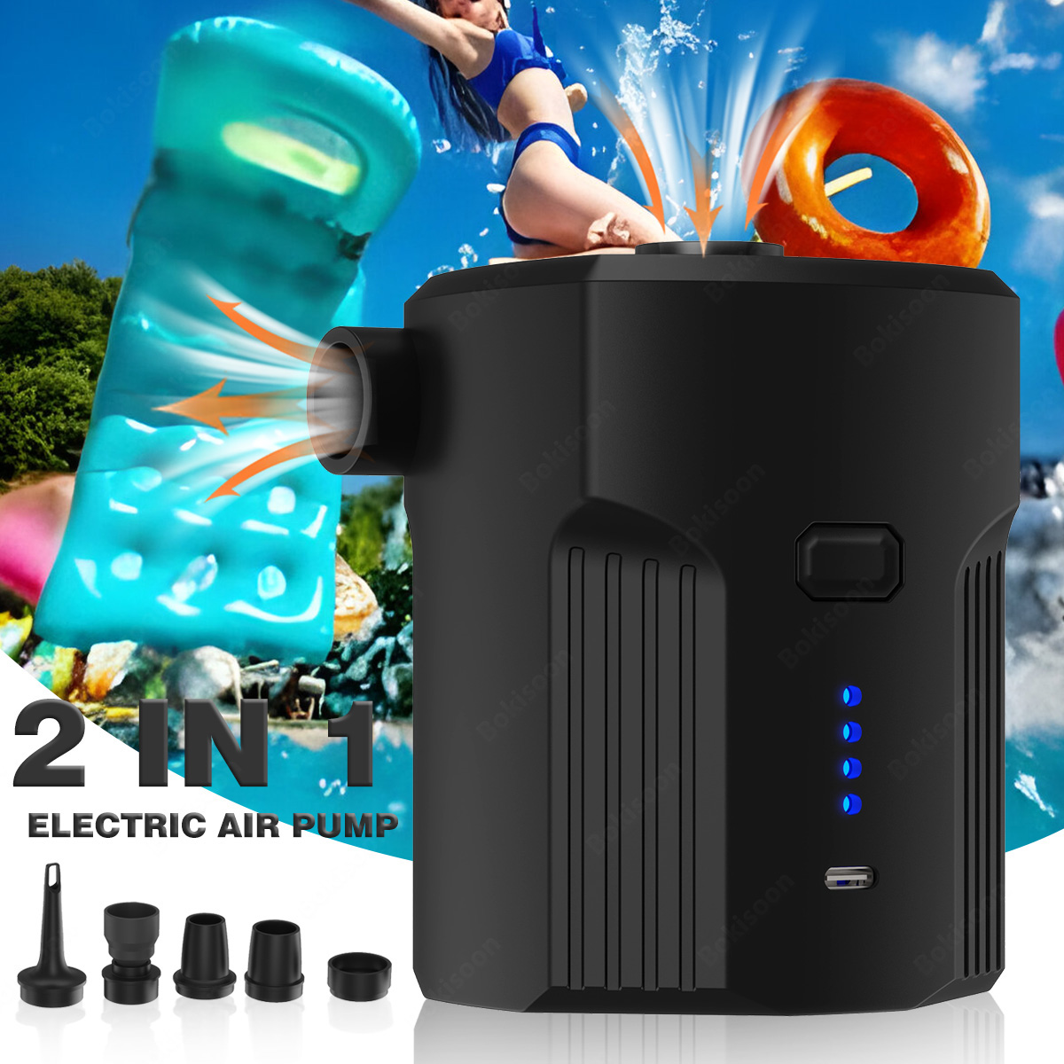Bomba de aire eléctrica portát - Inflatable Mattress reseña y precio