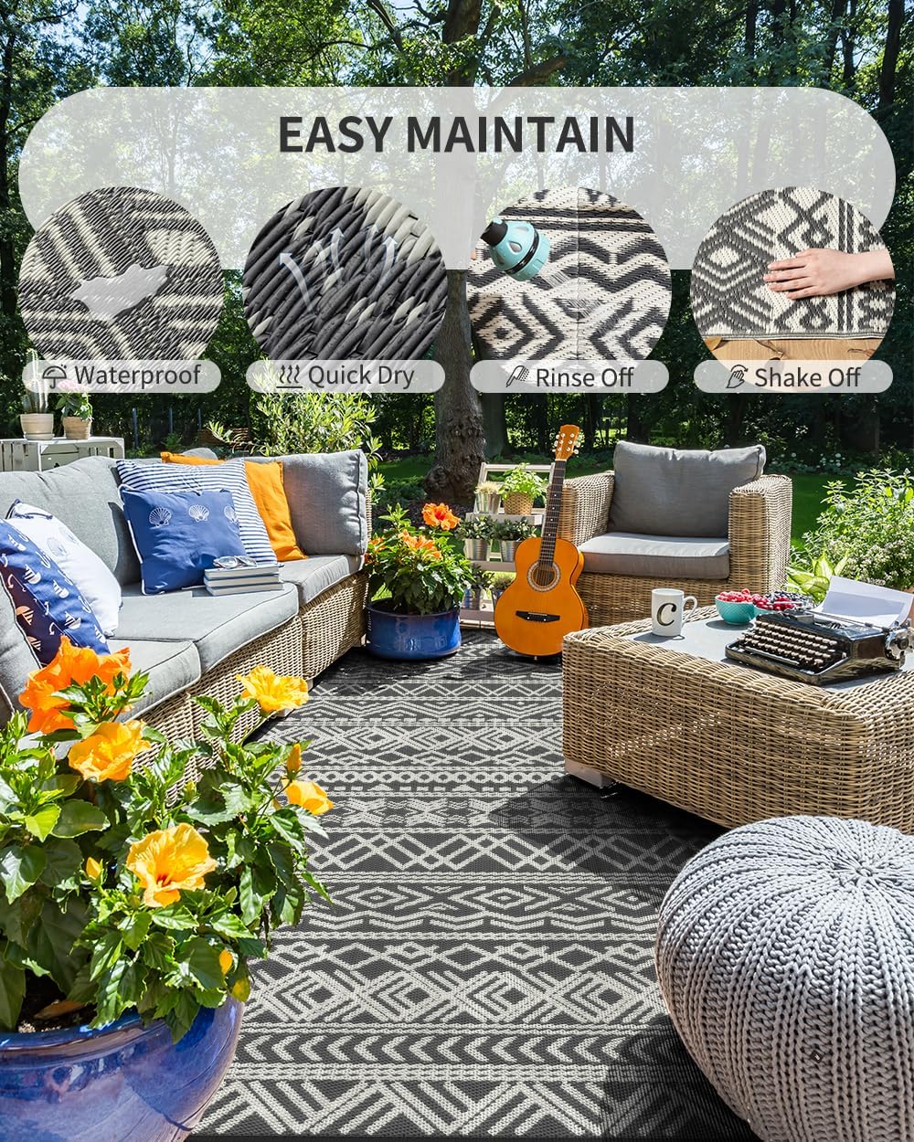 Alfombra para exteriores imper - Outdoor Camping Rugs 9X12 reseña y precio