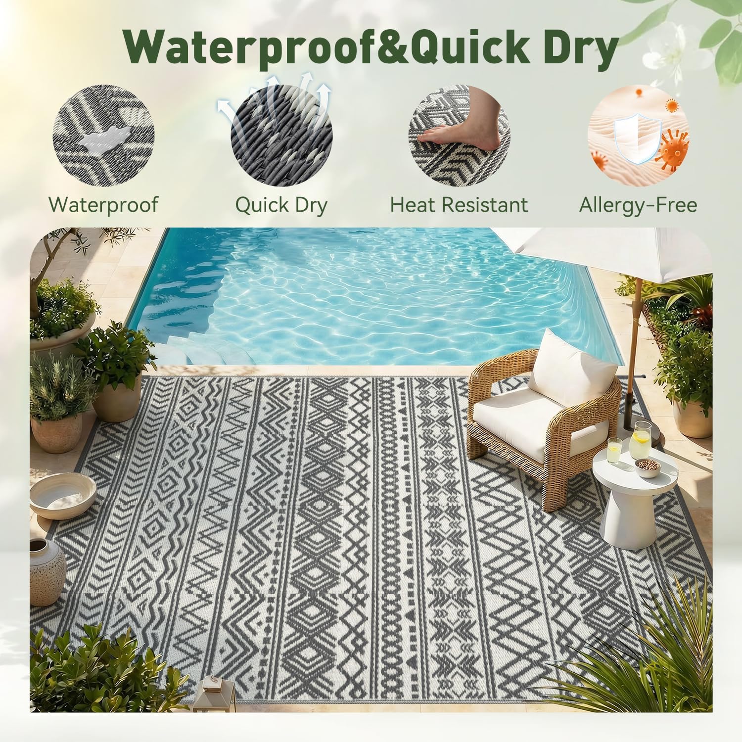 Alfombra para exteriores imper - Outdoor Camping Rugs 9X12 reseña y precio