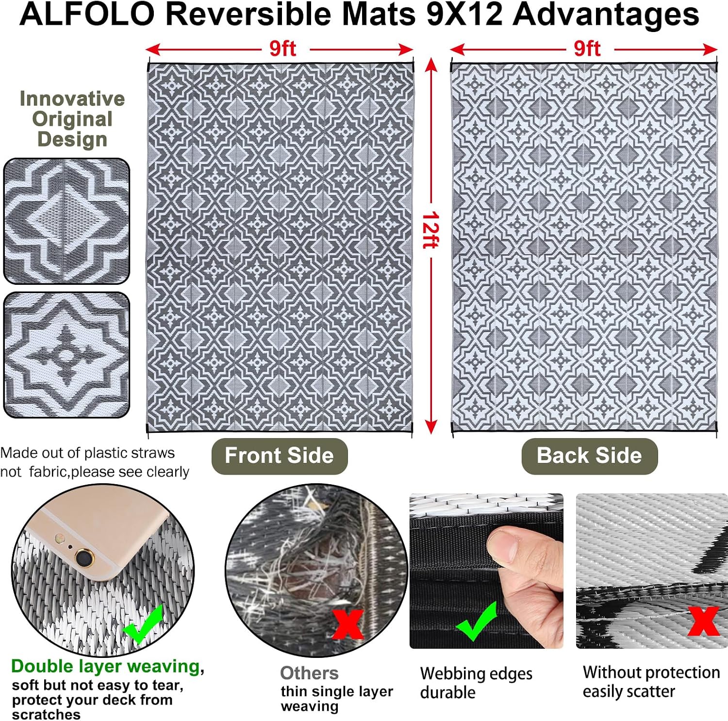 Alfombra para Exteriores de 9x - Outdoor Camping Rugs 9X12 reseña y precio